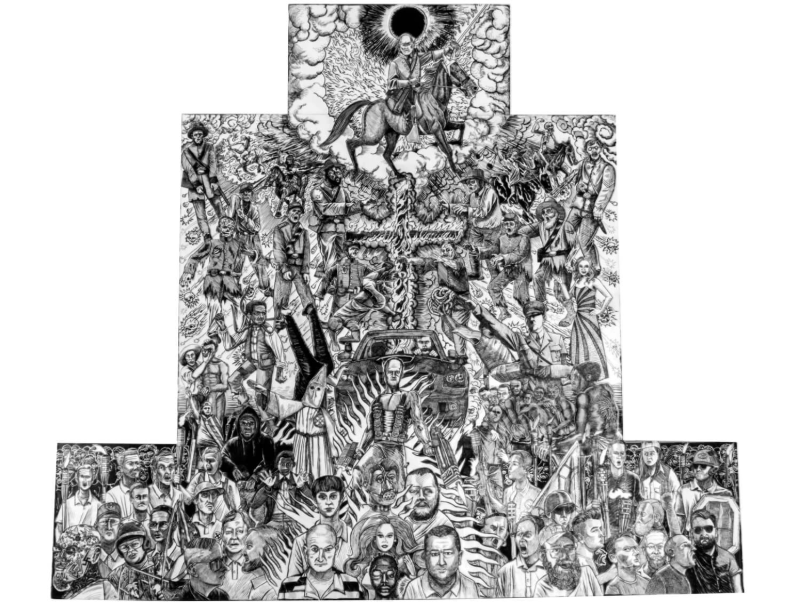 Albert Alvarez, The Second Seal , 2017-2018, collage ink on paper, 32 x 36”