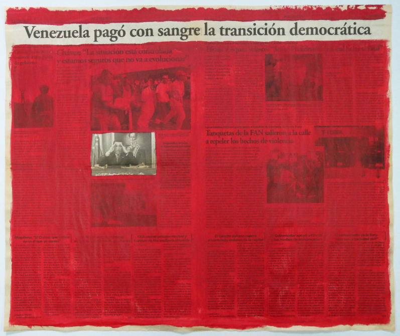 Marco Montiel-Soto, Serie La verdad no es noticia , Acrylic on newspaper, 57,5 x 68,5 cm, 2016