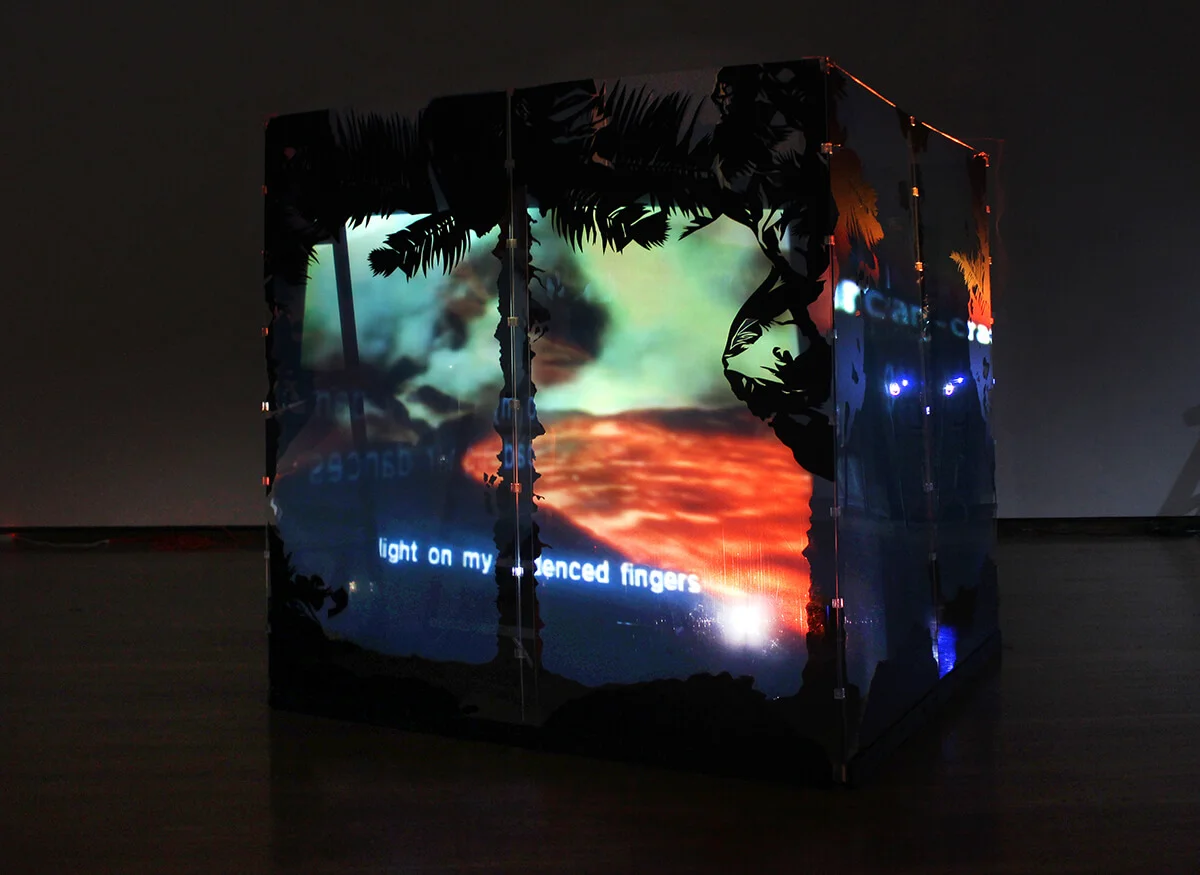 At the End of Daybreak , semi-translucent cube, audio-visual installation, 2017