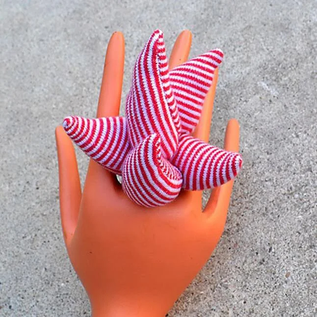 Red Candy Stripe , wearable soft sculpture