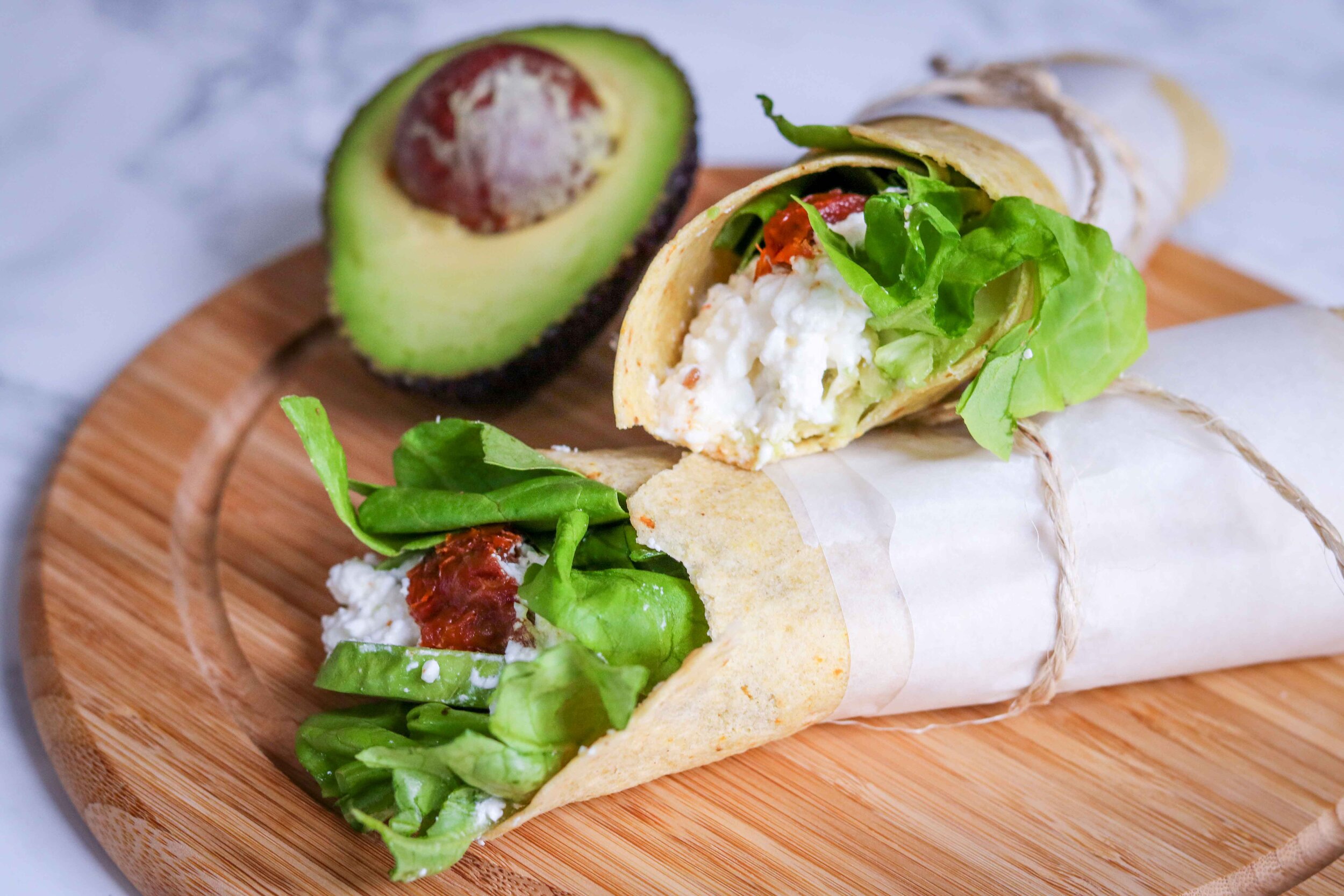 Cottage Cheese, Avocado &amp; Sundried Tomato Lunch Wrap