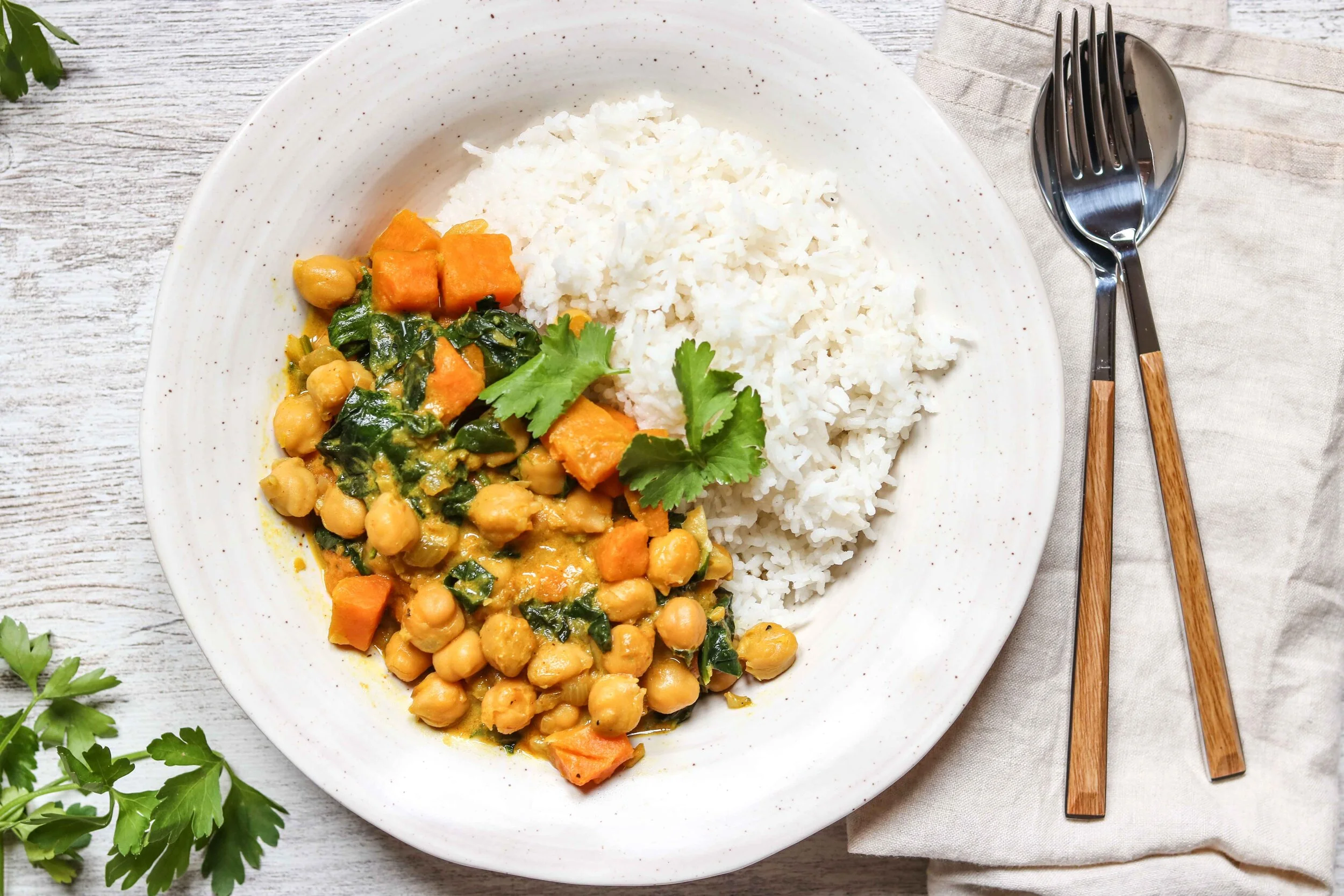 Chickpea, Sweet Potato &amp; Spinach Curry
