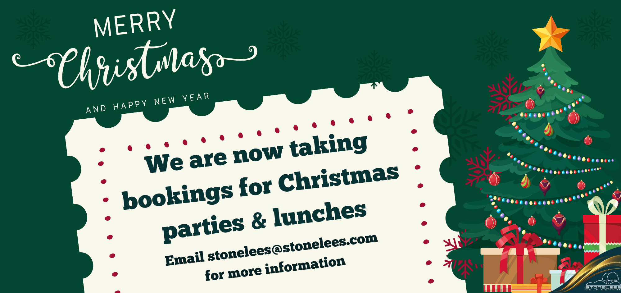 Now taking bookings for Christmas lunches