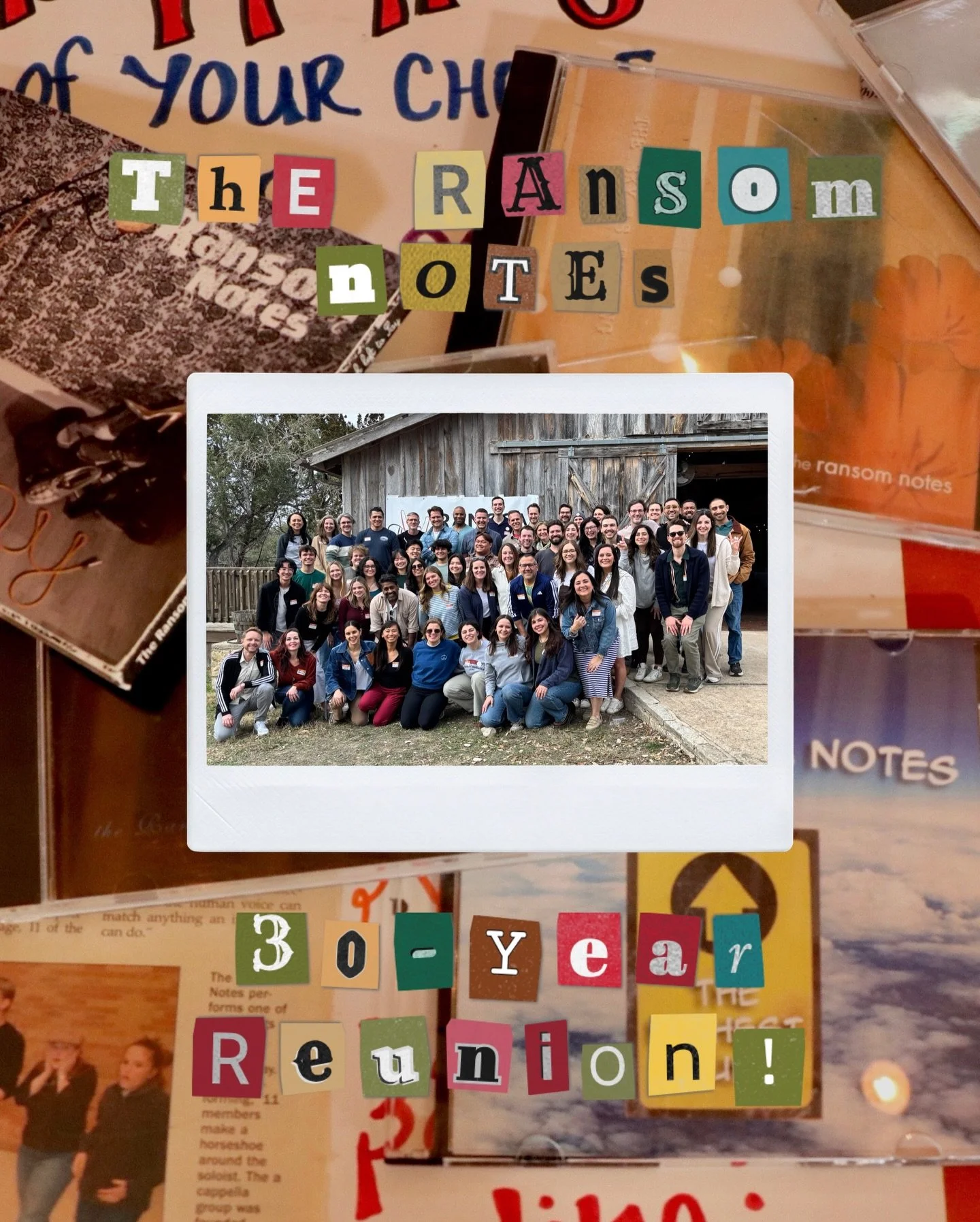 The Ransom Notes: 30-Year Reunion Edition

This past weekend, we had our 30-year reunion! Thank you so much to everyone who came! It was so nice to see everyone sing and have fun together! ❤️

Once a Ransom Note, Always a Ransom Note 🙏 Until next re