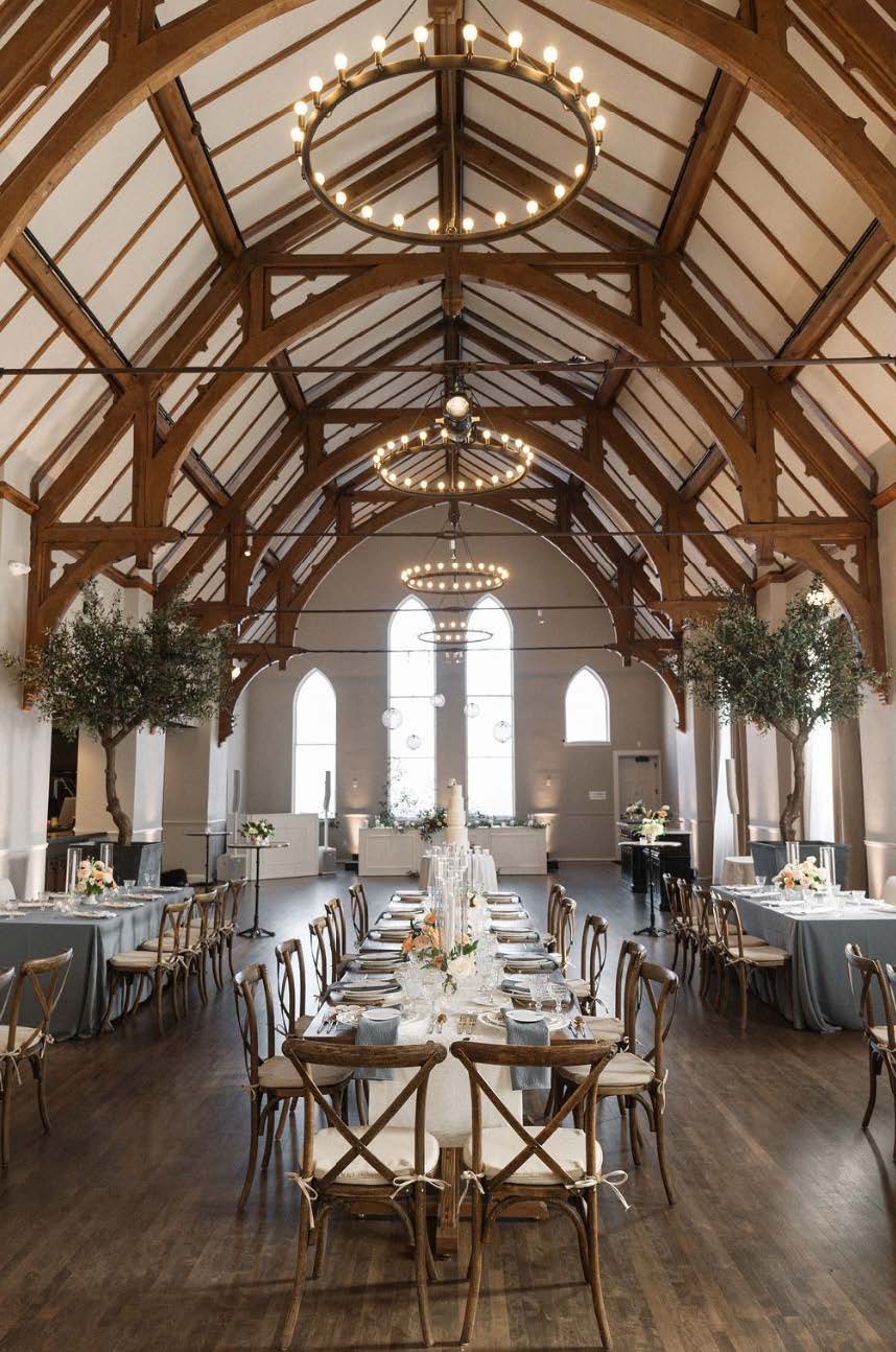 Elegant wedding reception setup inside The Hyde at St. James 1868.