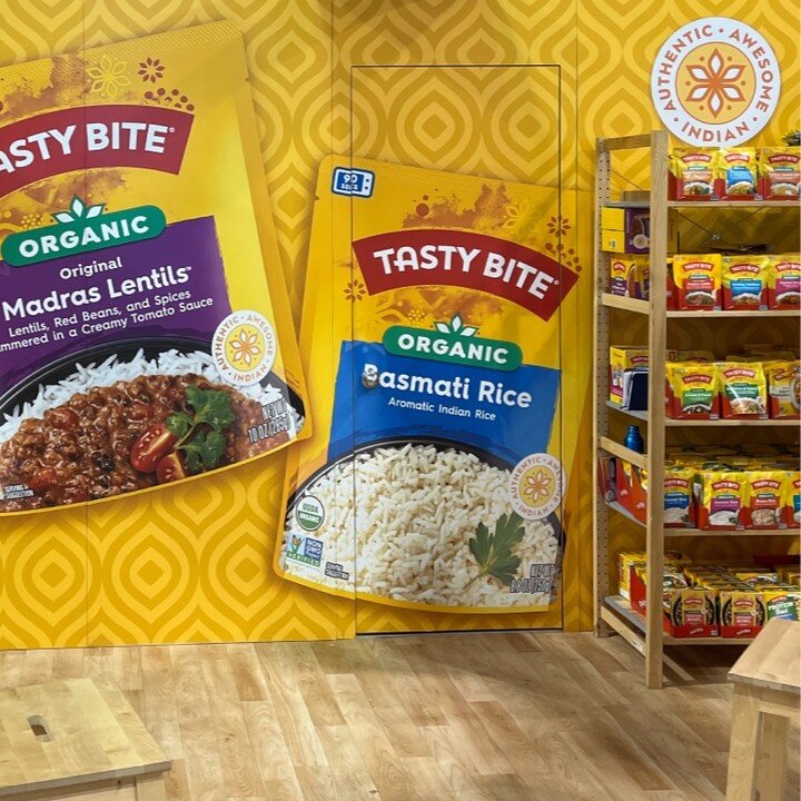 Just a little &ldquo;taste&rdquo; of our work for the Tasty Bite booth ! #expowest2023 #expowest #naturalproducts #plantbased #sparkyourpassion #brandingagency #brandingandmarketing #cpg #tastybite @tastybite