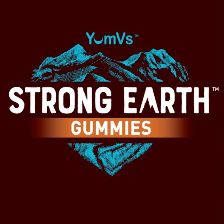 The logo for Strong Earth gummies features a color-coded mountain heart - connecting strength &amp; love! @yumvs #strongearth #gummies #vitamins #supplements #calcium #magnesium #iron #zinc #brandingagency #brandingandmarketing #cpg