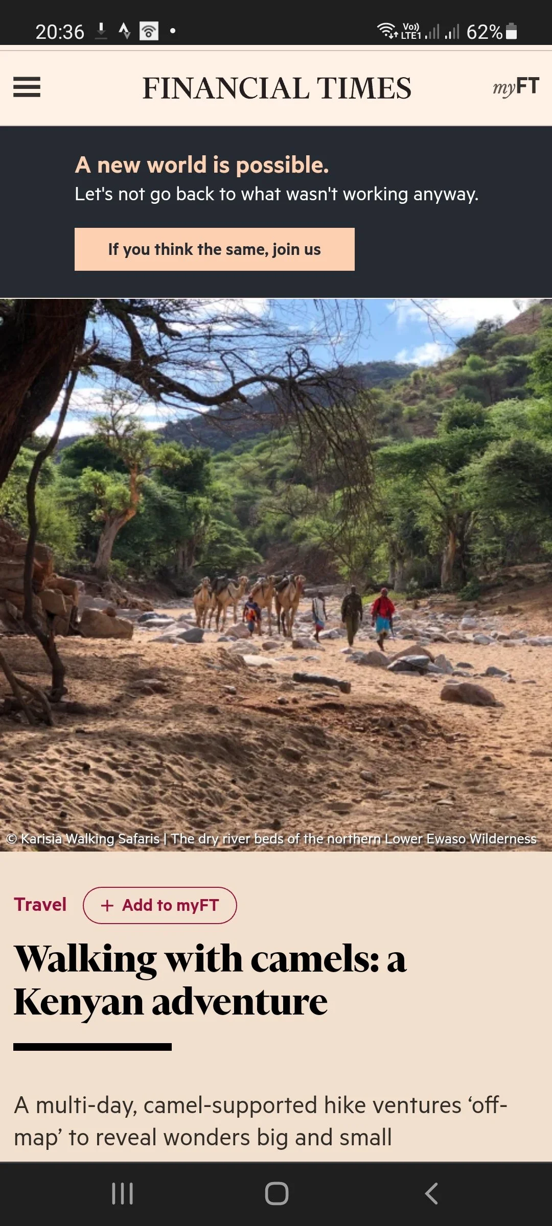 Financial Times Article on Karisia Walking Safaris