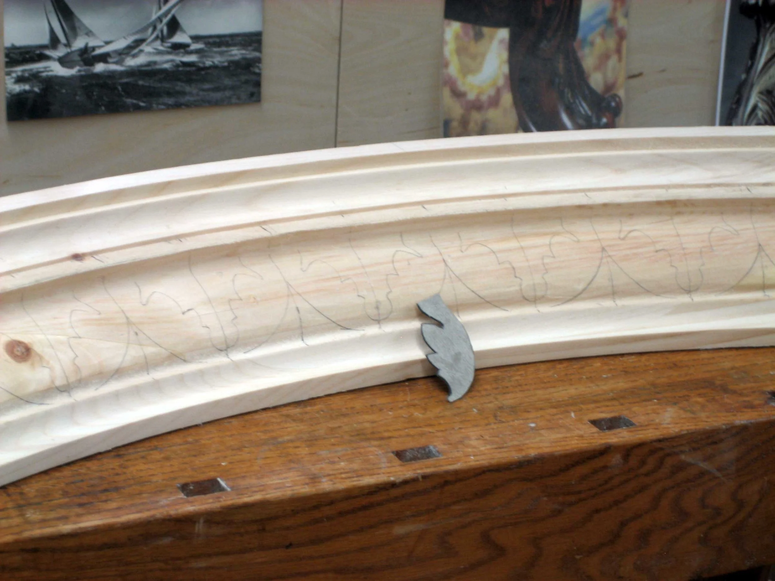 12 – The cardboard template used to layout the carving.