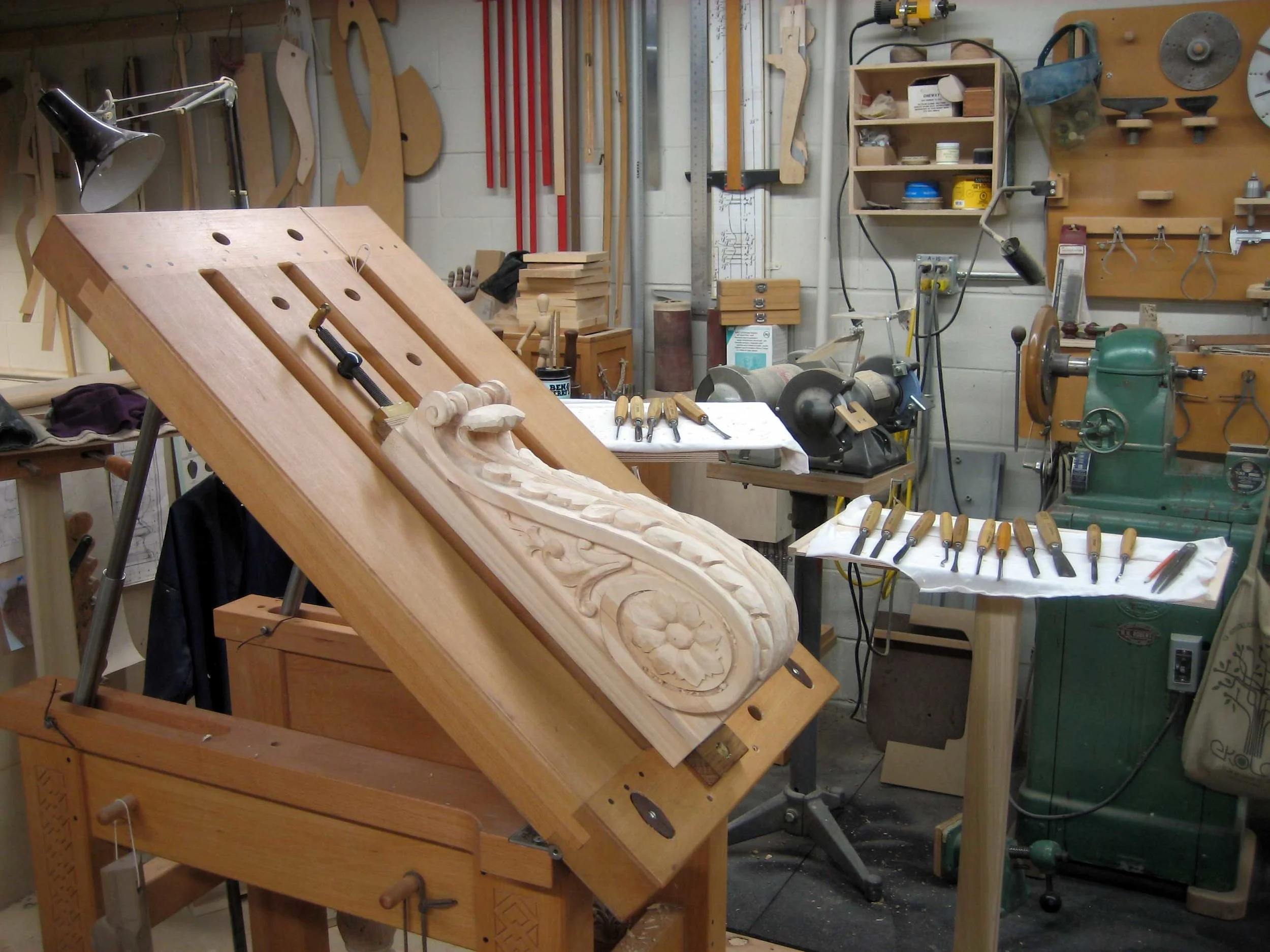 19 – Changing the angle of my carving bench occasionally keeps me from getting fatigued.