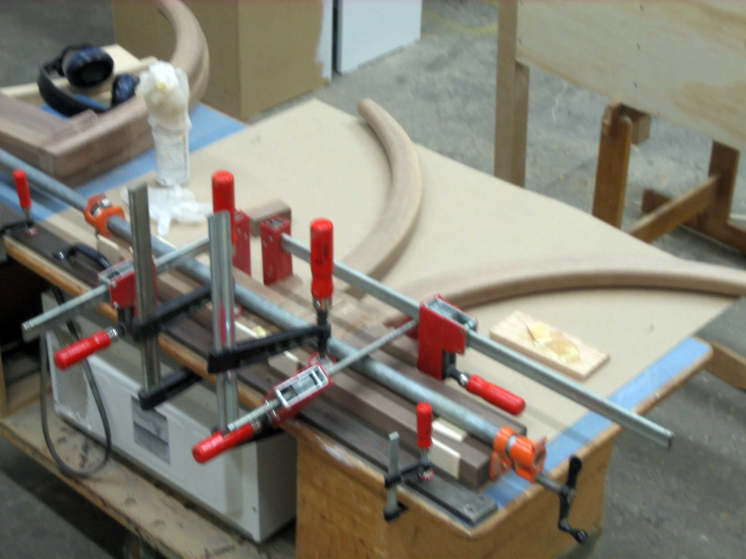 11 – The legs are routed and sanded before the first pair are are glued up.