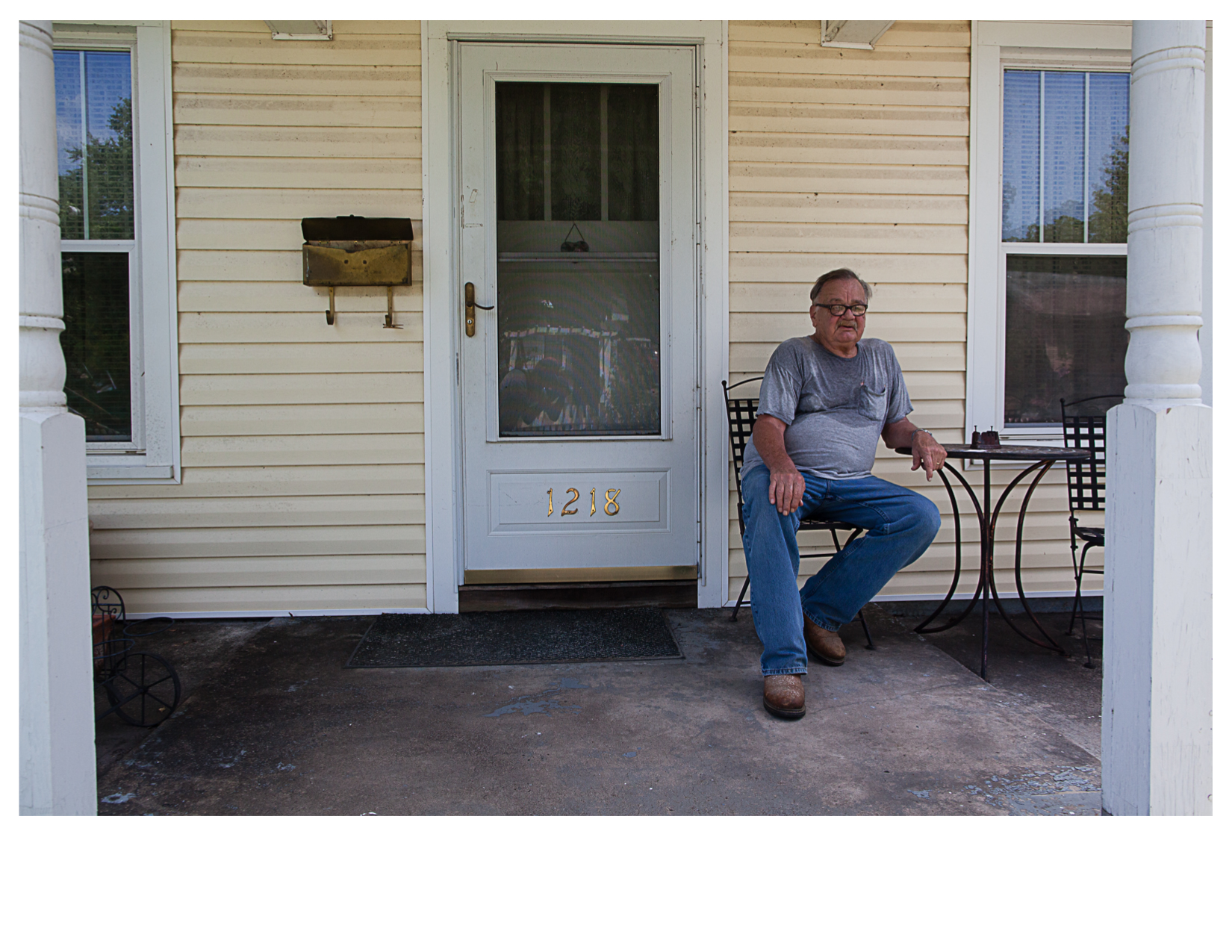 Ron, Vietnam Veteran, on his Porch, Fort Smith, AR