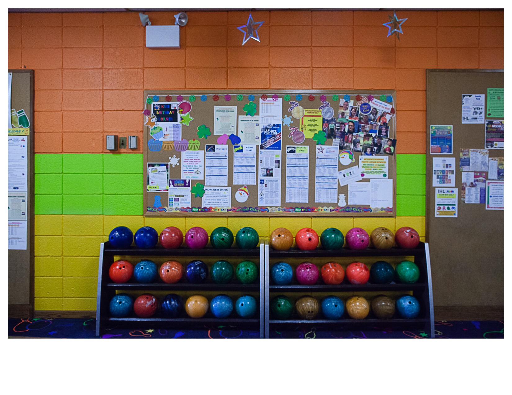 Bowling Balls and Bulletin Board, Idle Hour Lanes, Scranton, PA