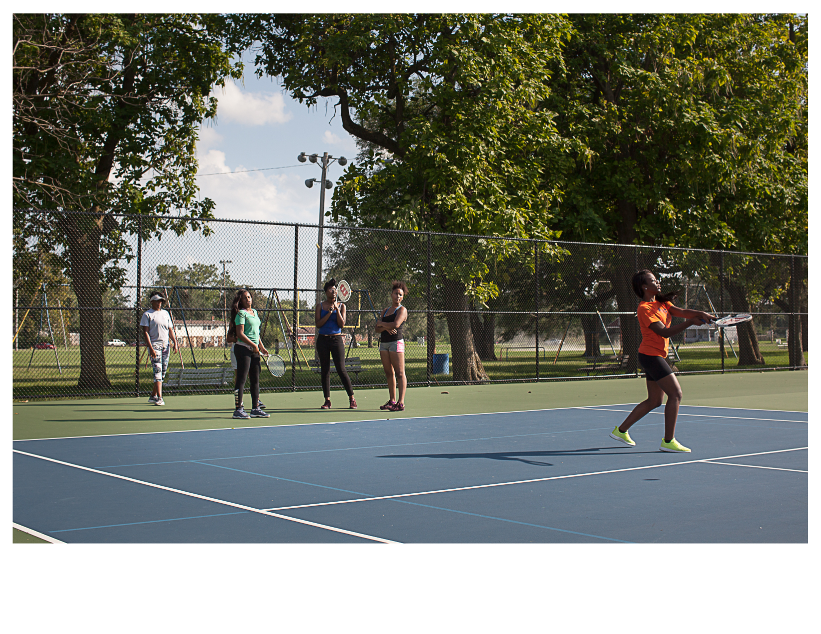 East St Louis High School Girls Tennis Team Practicing in  Lincoln Park, East St. Louis, IL