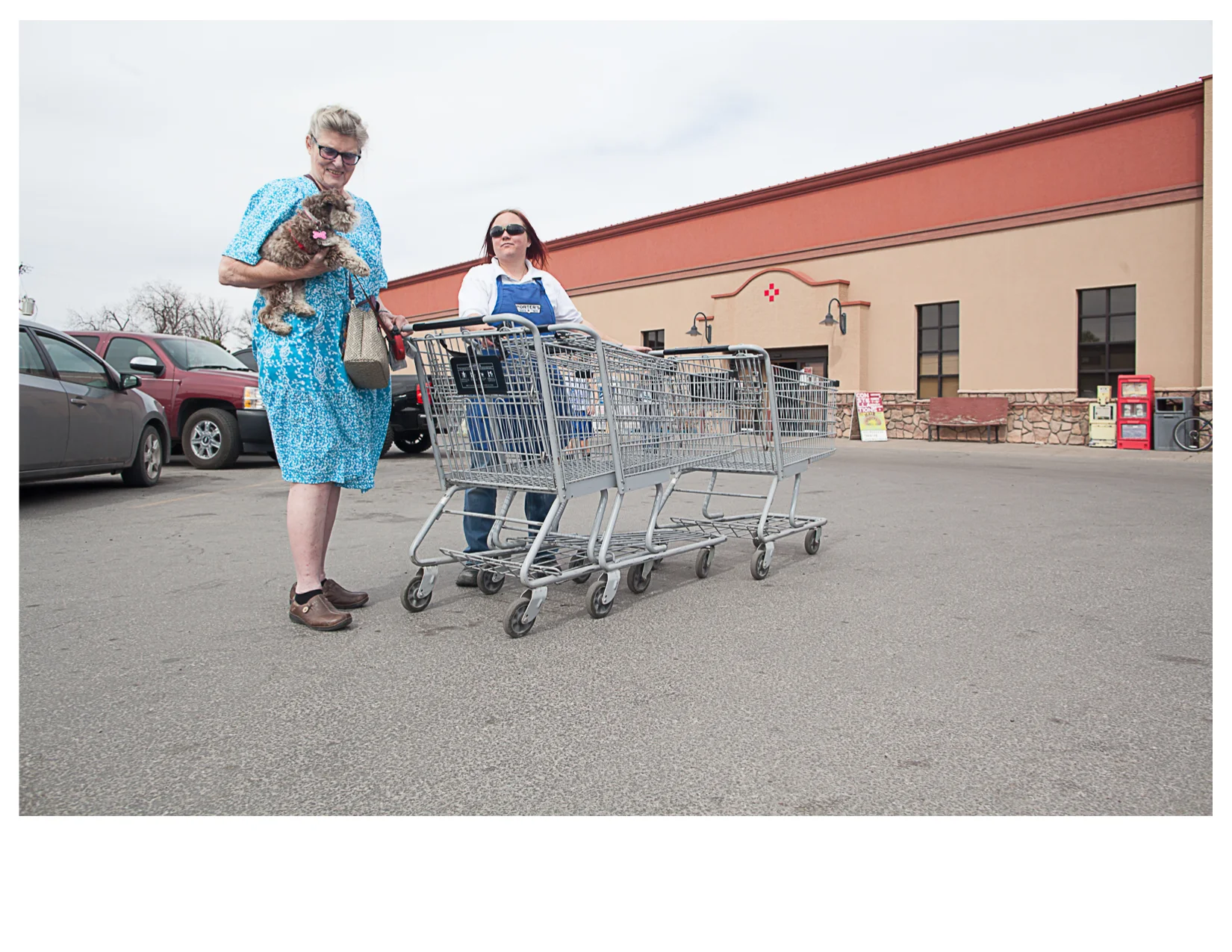 Sharon and Poppy the Toy Schnauzer, Outside Porters Market, Alpine, TX