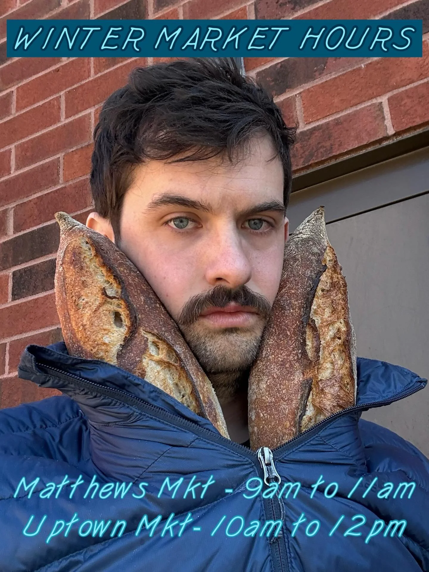 IT&rsquo;S WINTER! LINE YOUR COATS WITH LOAVES!

Every Saturday we will be at
@matthewsfarmersmarket from 9am to 11am
@uptownfarmersmarket from 10am to 12pm
Stay kewl