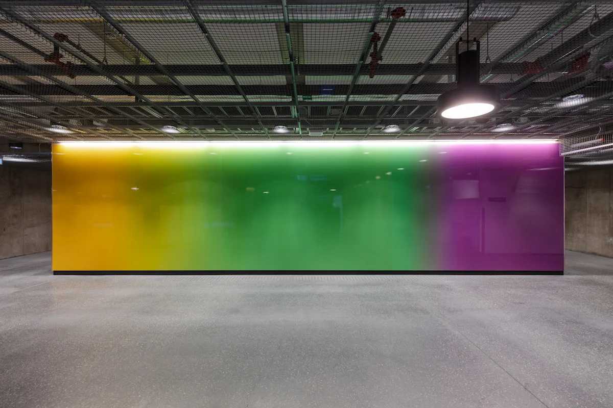 Ankomst , 2018 Print and lacquer on aluminium, 300 x 1000 cm Commission University of Tromsø (MH2 UIT)