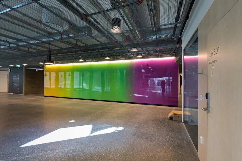 Ankomst , 2018 Print and lacquer on aluminium, 300 x 1000 cm Commission University of Tromsø (MH2 UIT)
