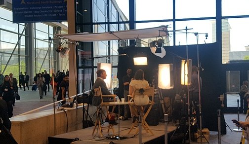Broadcast Crew Sets Up for an interview
