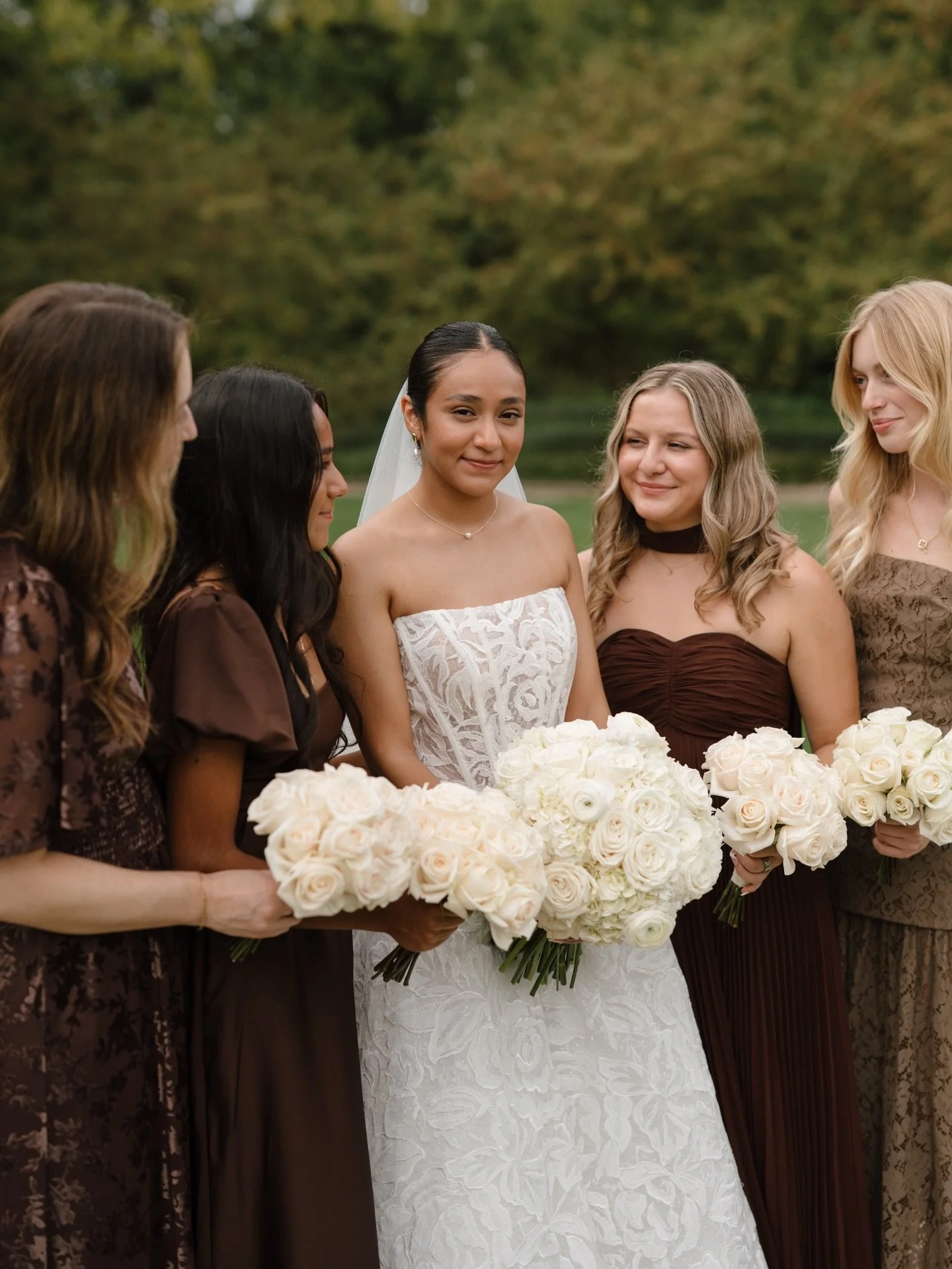 One of my favorite bridal party looks from last fall. Love all the textures, patterns, styles, and shades of brown that complemented everyone so well.