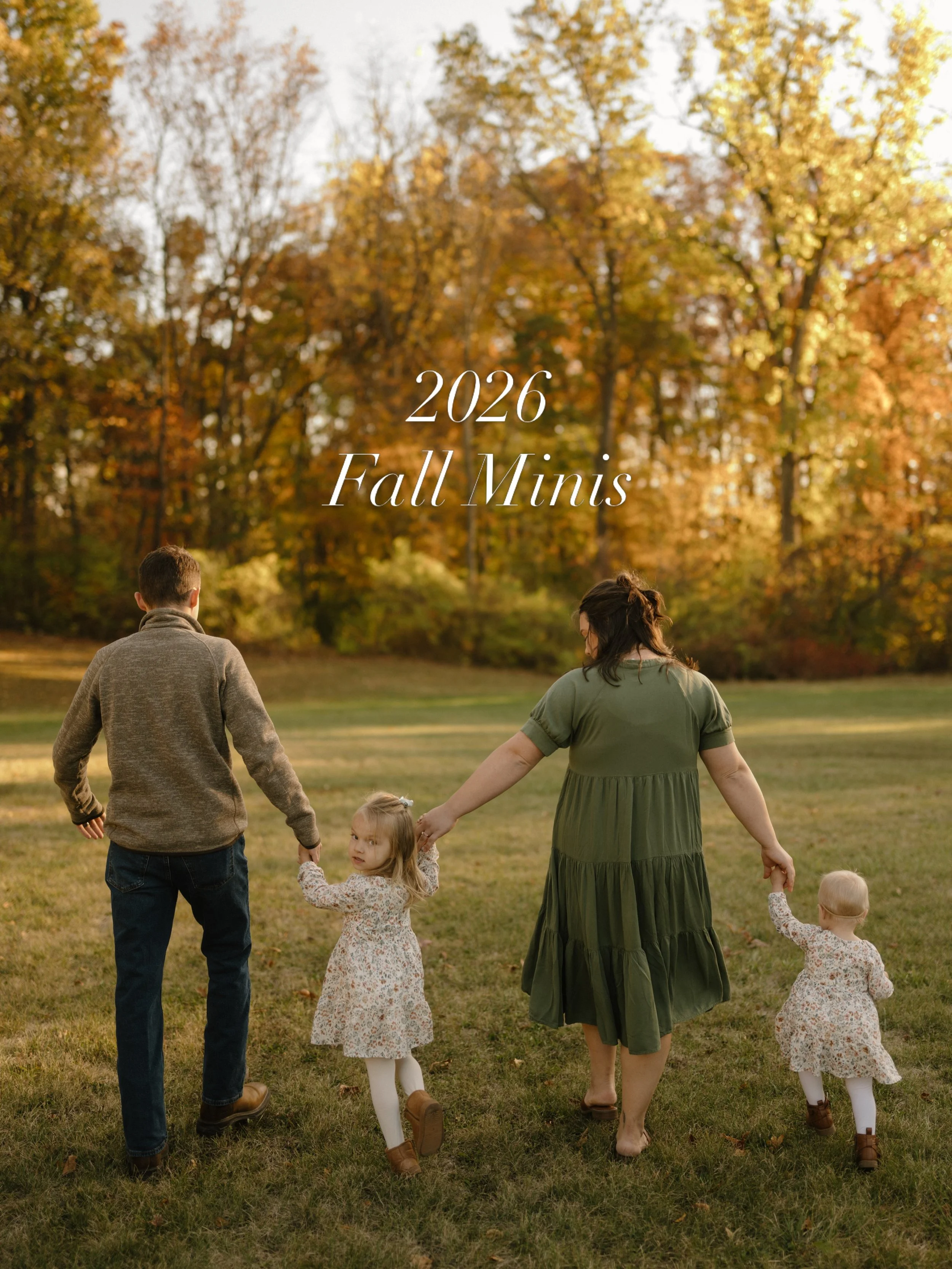 It&rsquo;s that time of the year again! Can&rsquo;t believe it has gone by so fast, but FALL MINIS are here!

Fort Wayne: October 10th
Indianapolis: October 11th
Ottawa: October 25th

15 Mins
$200

Online gallery delivered within a week

If you&rsquo
