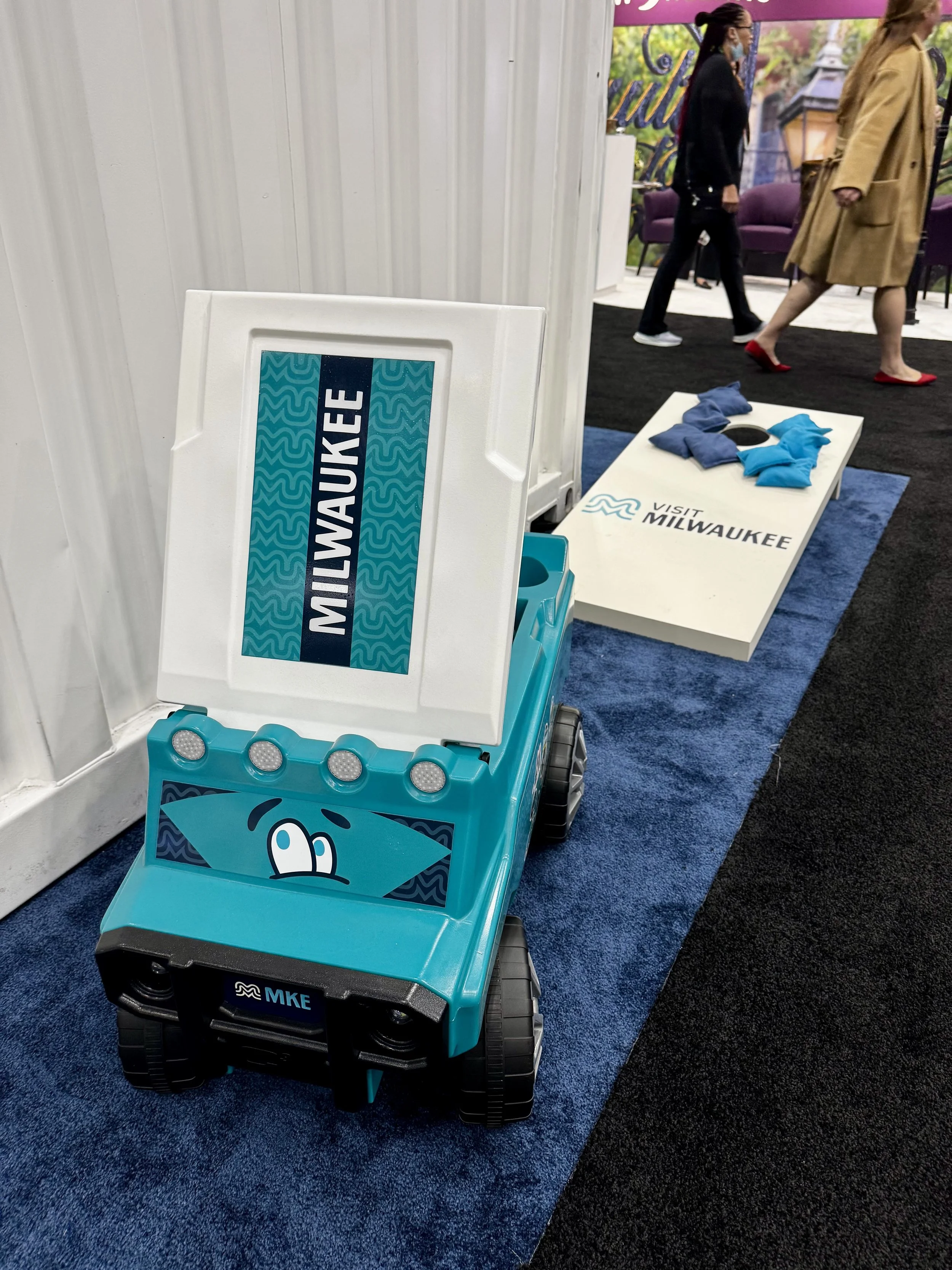 Remote controlled cooler car branded with visit milwaukee colors