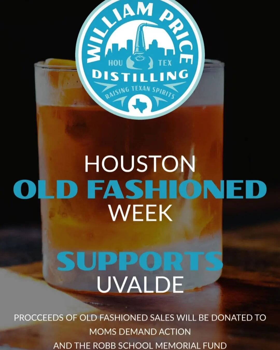 Houston Old Fashion Week continues and we're excited to welcome @williampricedistilling. 

Pop in and have an Old Fashioned today to continue helping our neighbors in Uvalde.