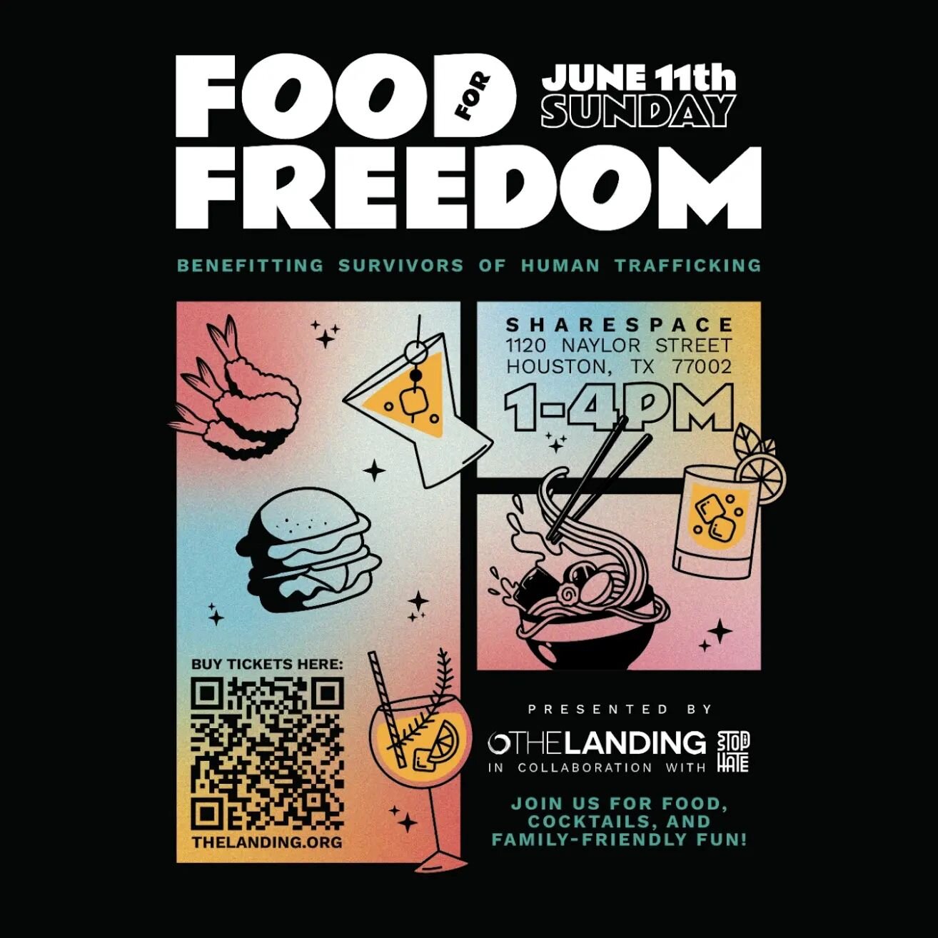 Its been a long time coming and we're excited to announce our collaboration with @thelanding_hou for &quot;Food for Freedom&quot; this year, benefiting survivors of human trafficking. 

Join us on June 11th at @sharespace where we'll be hosting a fam