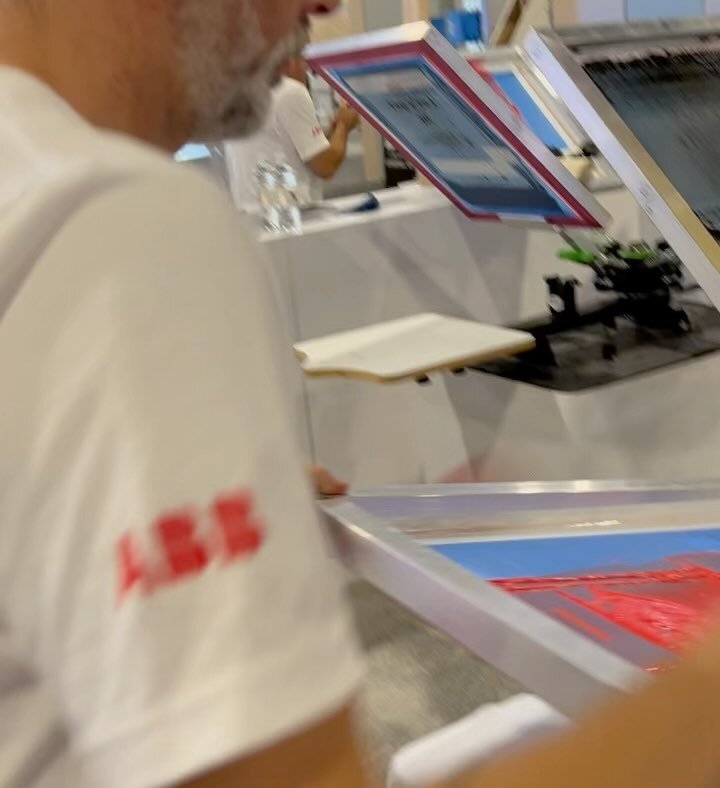 With nothing but fun designs to choose from, it&rsquo;s no wonder everyone lined up for a custom screen printed @abbgroup shirt from @necanet this past weekend. Humbled to be a part of the #bestbooth winner for 2023!
.
.
.
#livescreenprinting #events