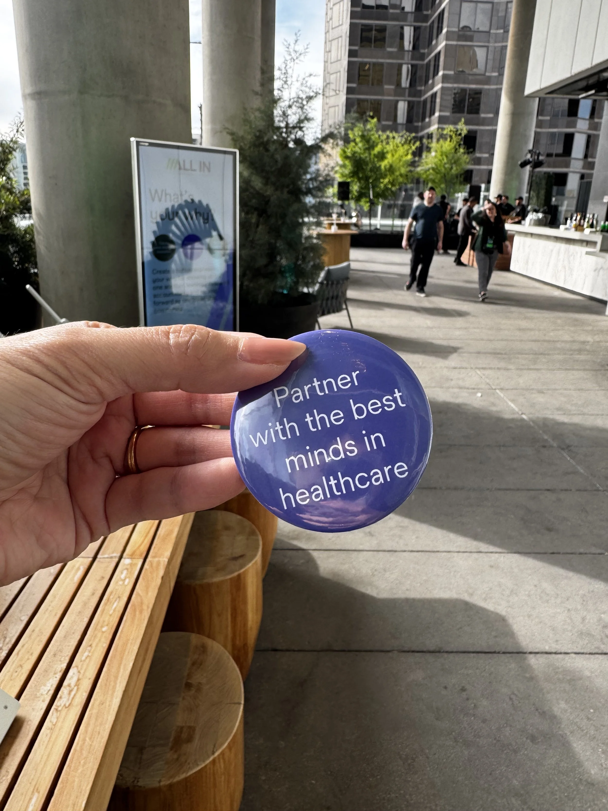 Example of one of the phrases guests of Solventum chose to have printed onto their button