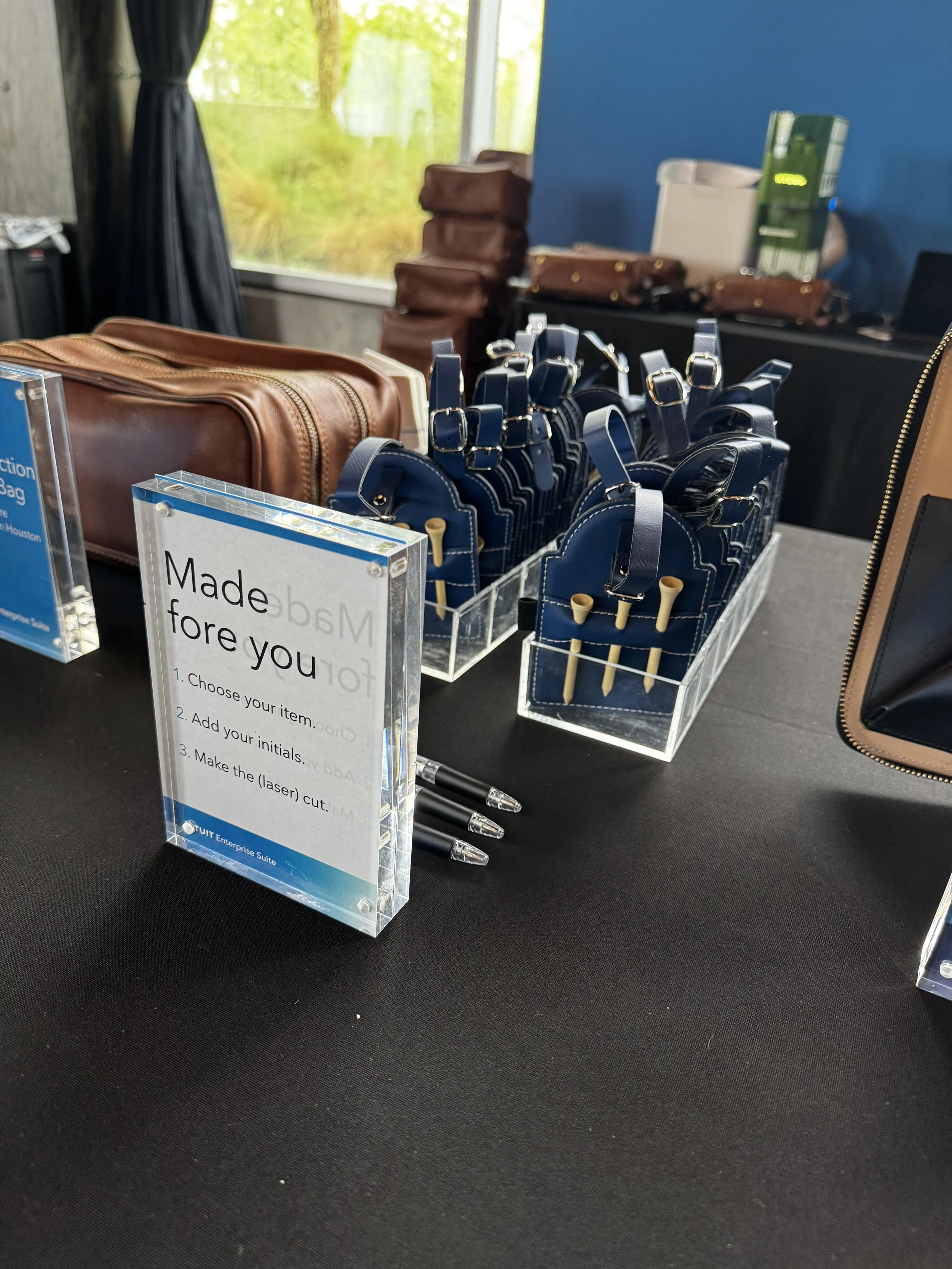 close up of some of the items available for live laser engraving at intuit client event