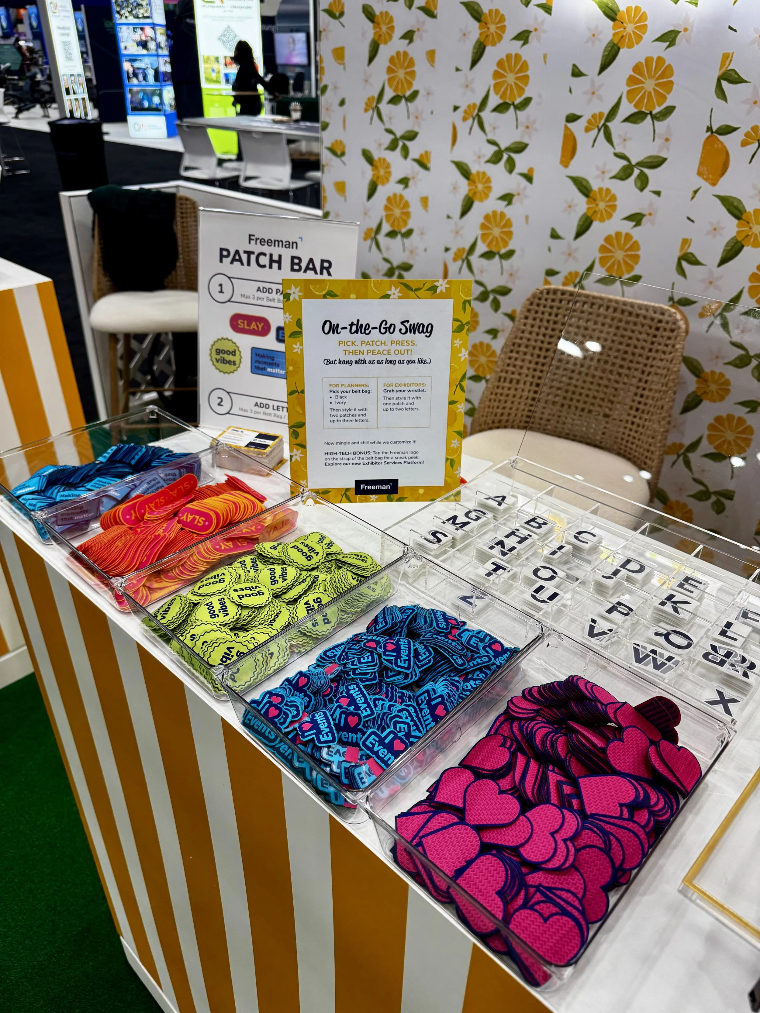 Live monogramming merch activation freeman IAEE expo