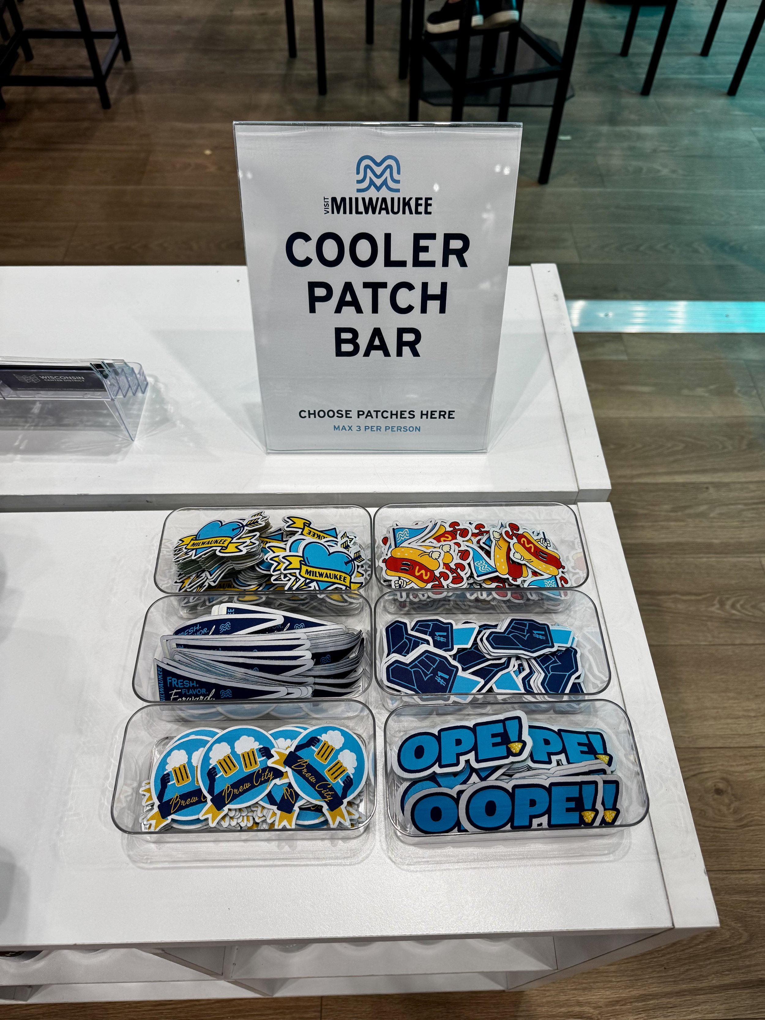 close up of patch options available to guests to be heat pressed