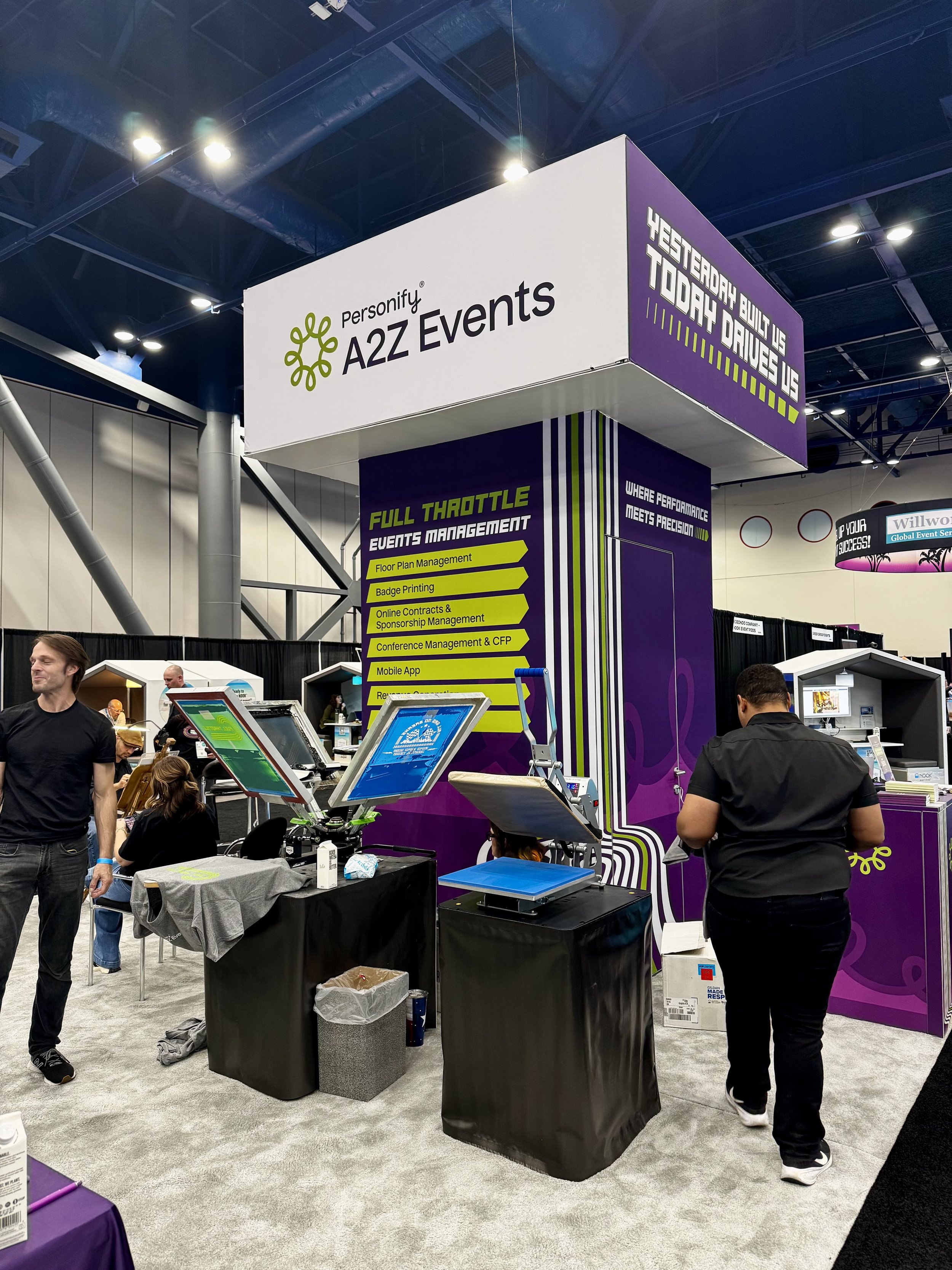 Live screen printing shirts exhibit conference