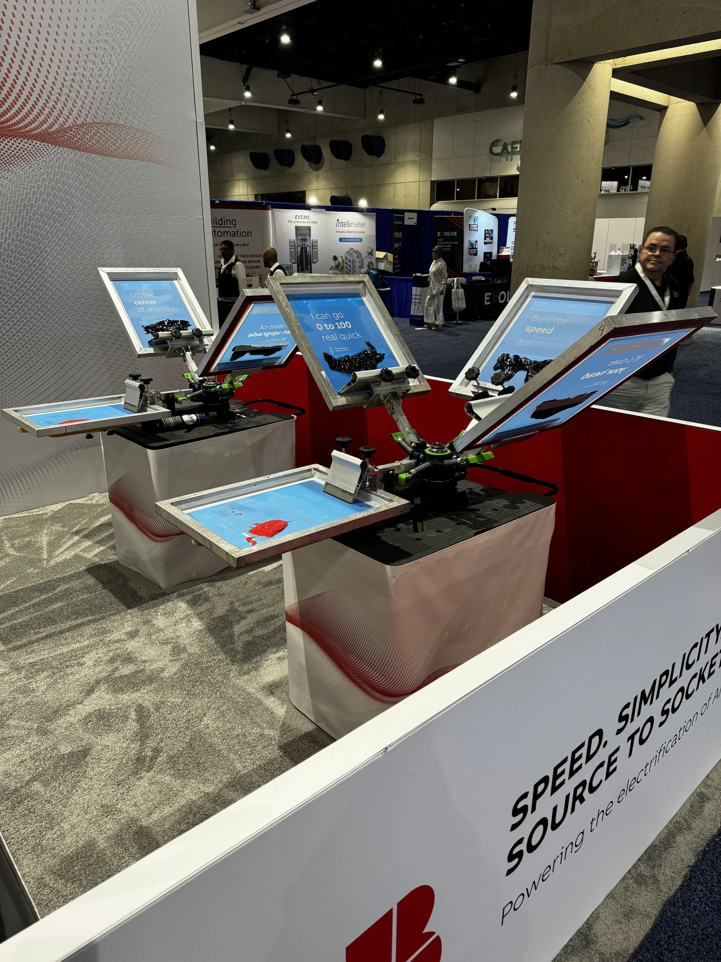 ABB live screen printing shirts press