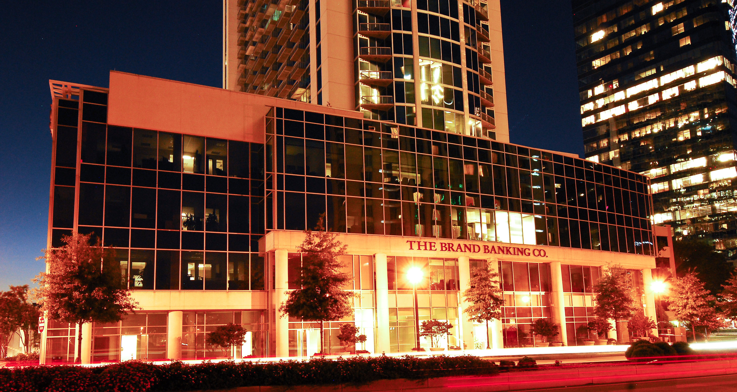 Brand Bank Building by Night