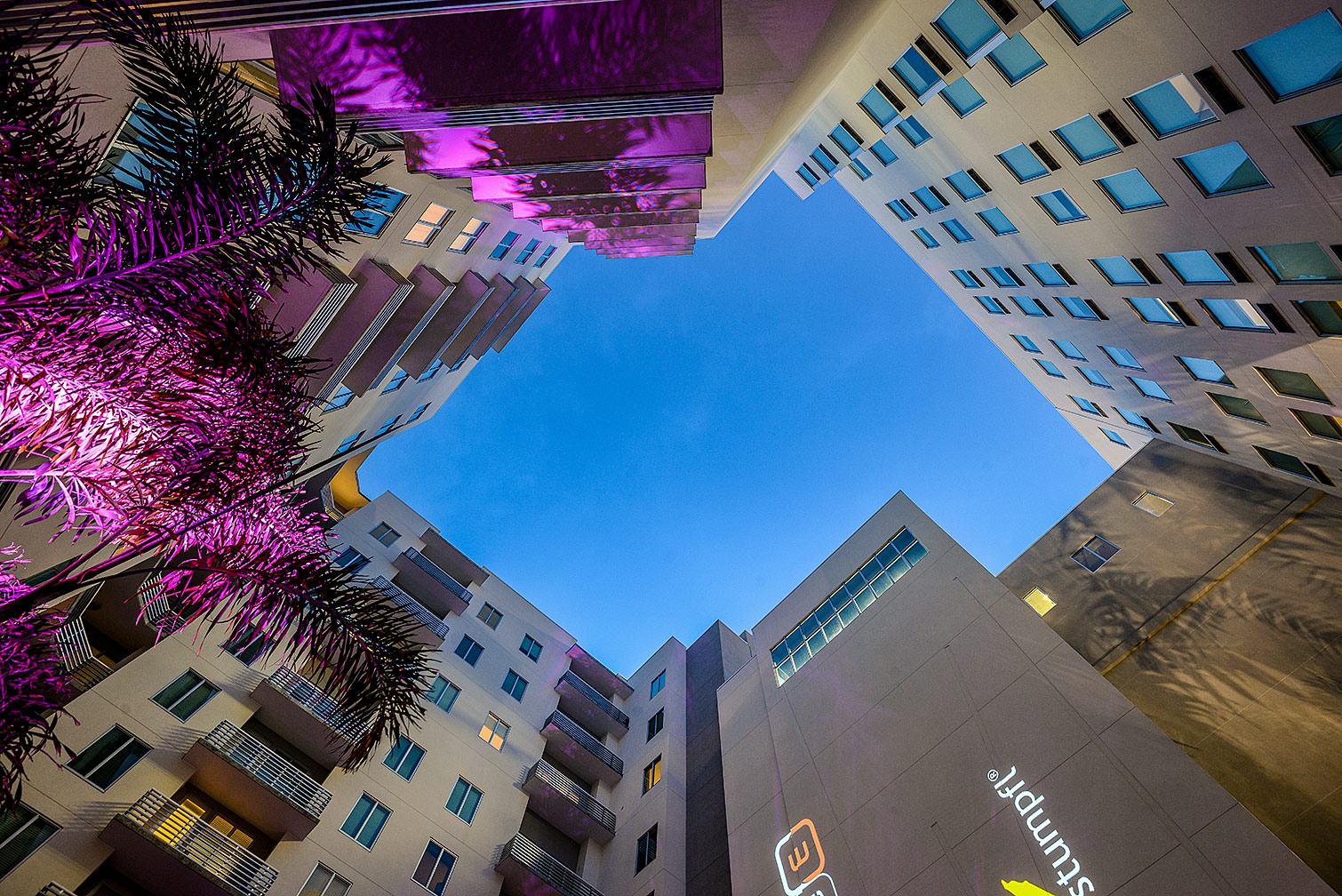 Hotel Courtyard Skyward View