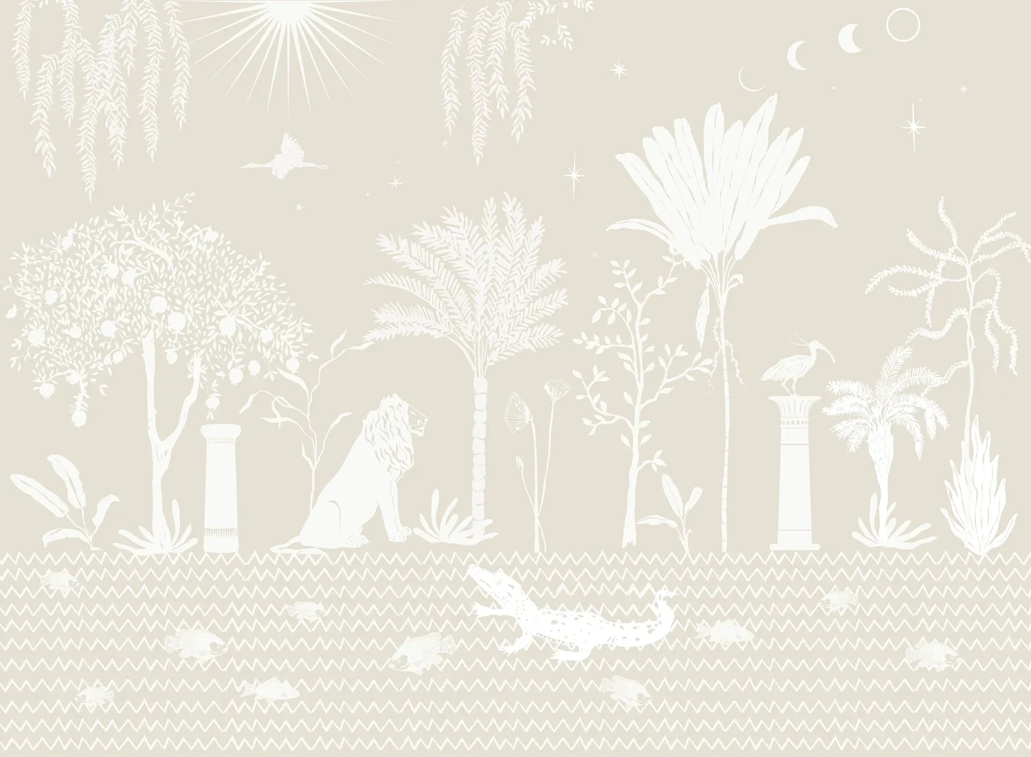 Nilo Embossed Panoramic Wallpaper - Sand