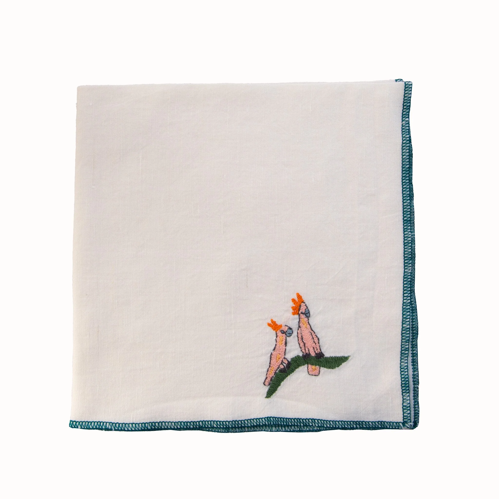 Selva Embroidered Napkins - Cockatoos
