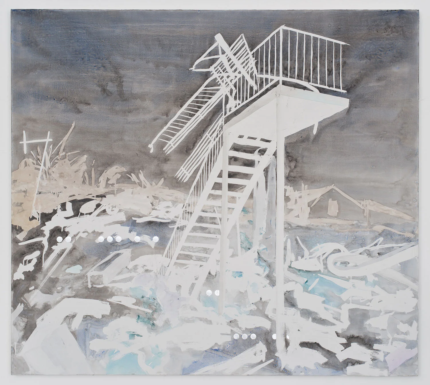 I See I See , 2013 Acrylic, silver foil on canvas 70" x 78”