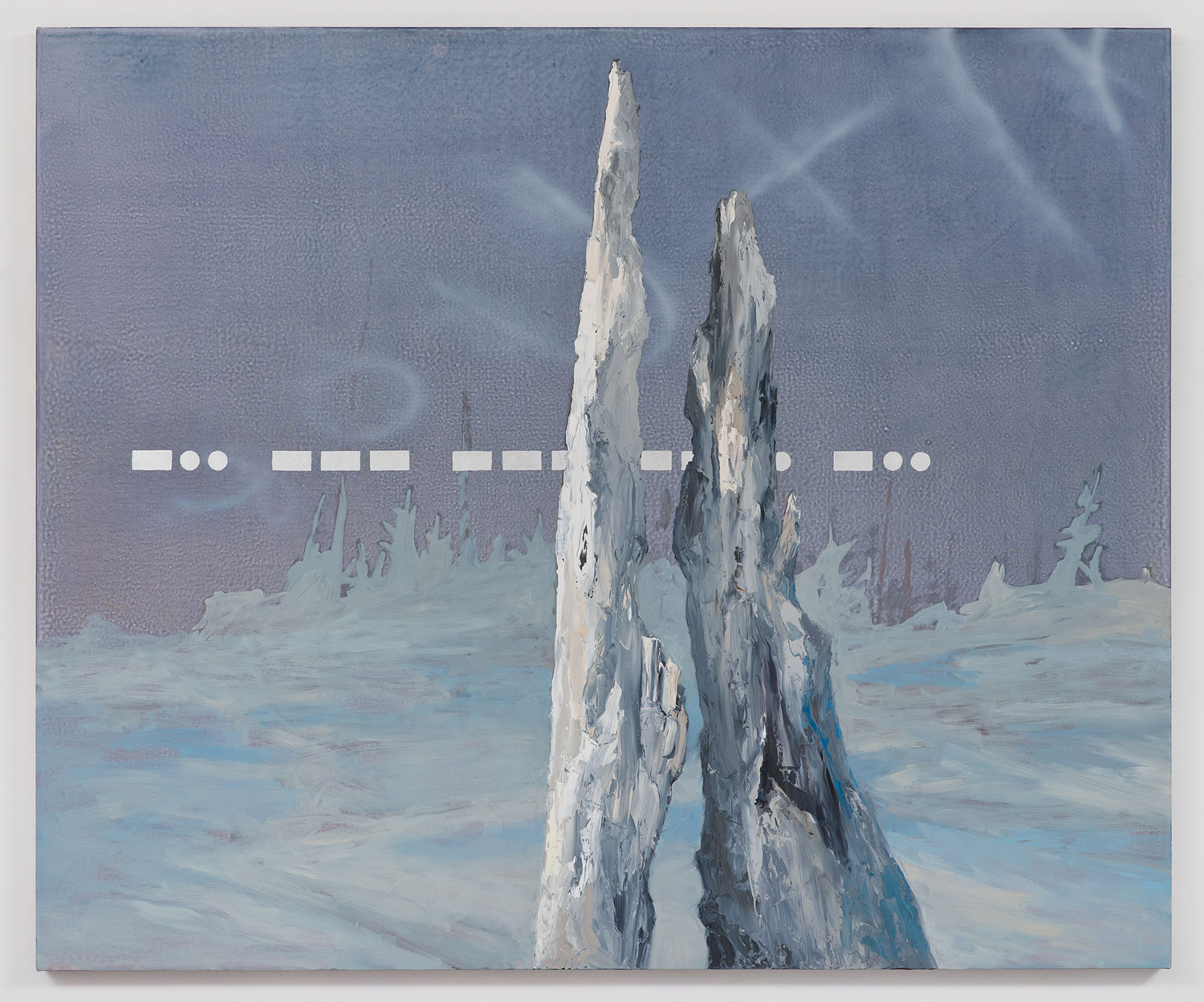 Doomed (You and Me,) 2012 Acrylic, oil, silver foil on canvas 60" x 72"