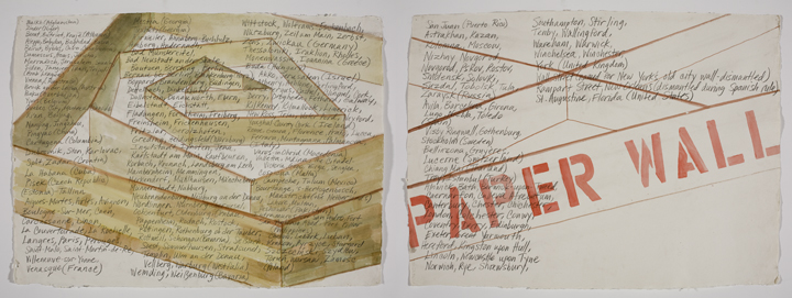 Paper Wall (Dyptych) , 2007 Pencil, watercolor on paper 22" x 60”
