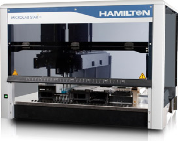 Hamilton StarLet - Automated robotic liquid handling to prepare mock microbial communities and to assist sample preparation for molecular microbial work. Image: hamiltoncompany.com