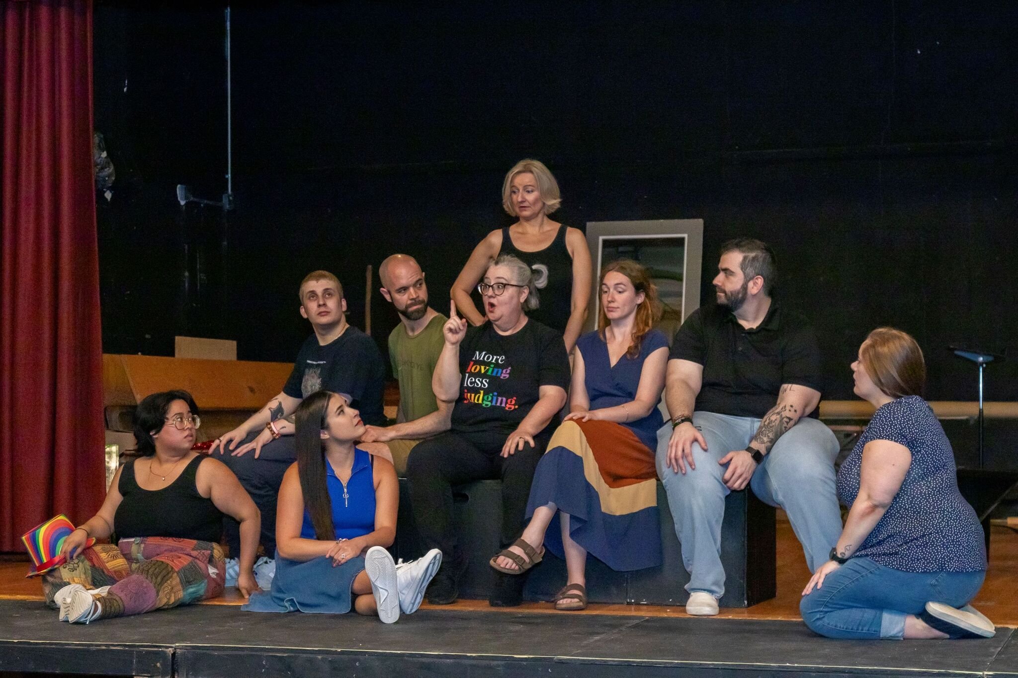 Cast of Godspell posing for a photo