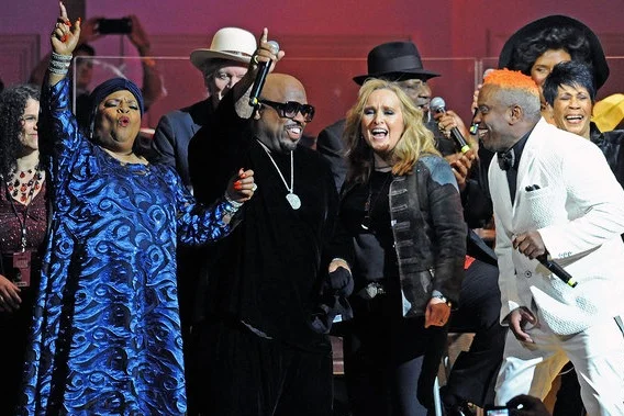 Sarah Dash, Rodney Crowell, CeeLo Green, Melissa Etheridge and Corey Glover perform at The Music Of Aretha Franklin show at Carnegie Hall, March 2017. Photo by Bobby Bank/WireImage