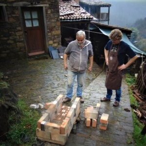 Renato Costa e Silva building kiln in workshop