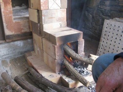 firing wood in kiln