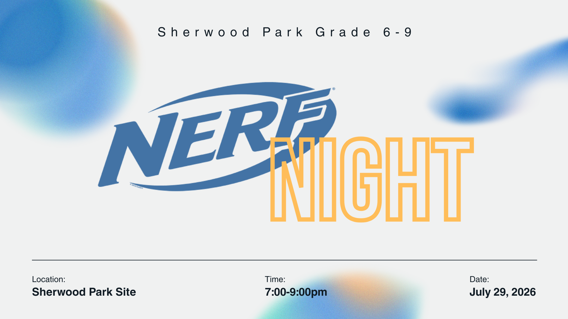 Sherwood Park | Jr. High Nerf Night | July 29