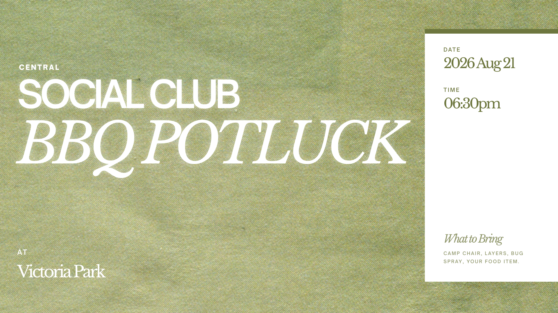 Central Social Club | BBQ Potluck | August 21