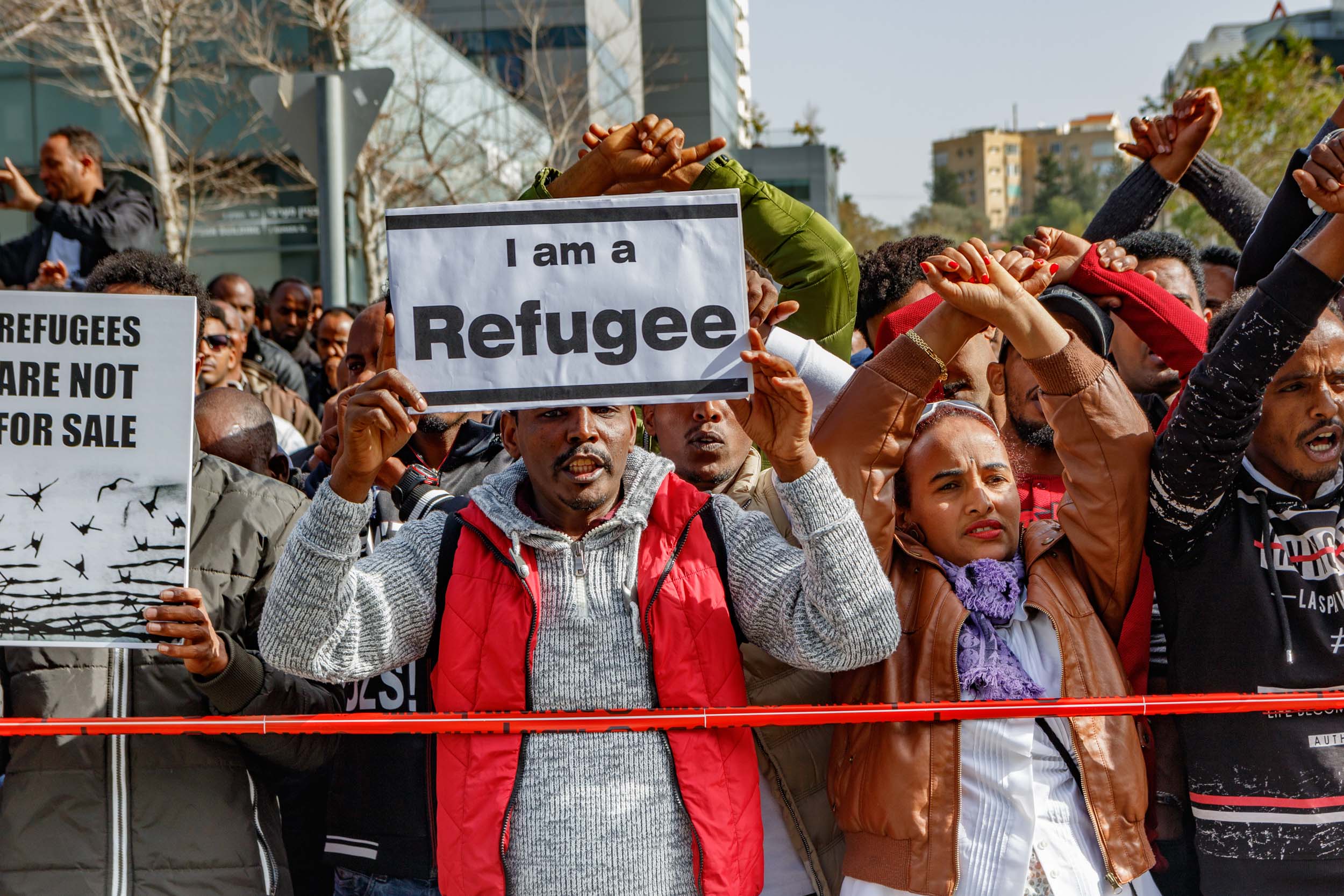 Israel, January 2018 - Illegal immigrants and asylum seekers from Africa protest the decision to expel them back